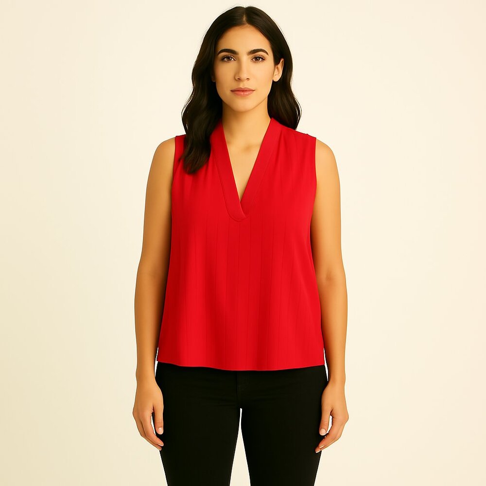 Next coral Chiffon sleeveless V neck blouse Sz 18